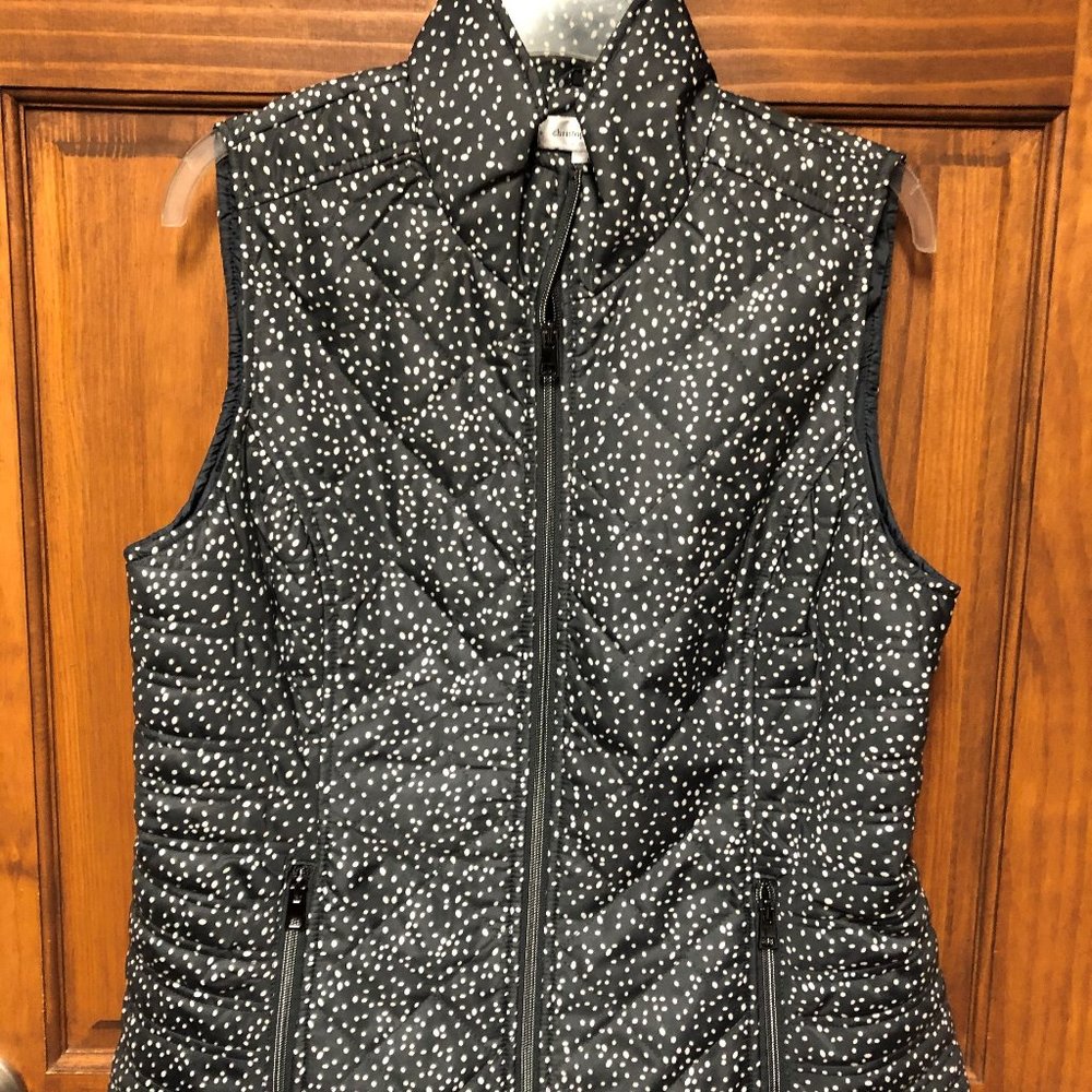 Christopher and Banks grey and white polka dot ladies vest size medium